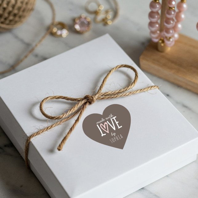 Made With Love Heart Shape Custom Sticker (Made With Love Heart Shape Custom Heart Sticker)