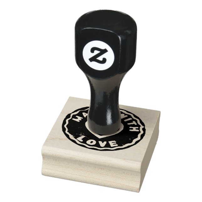 Made with love heart symbol rubber stamp sloppy (Stamp)