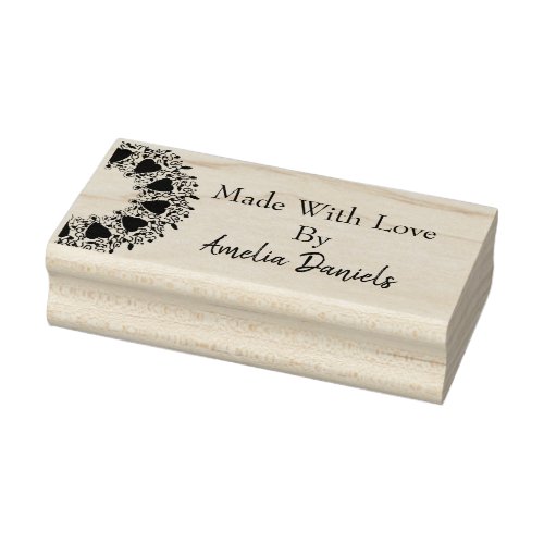 Made with Love Heart Wreath Wood Art Stamp
