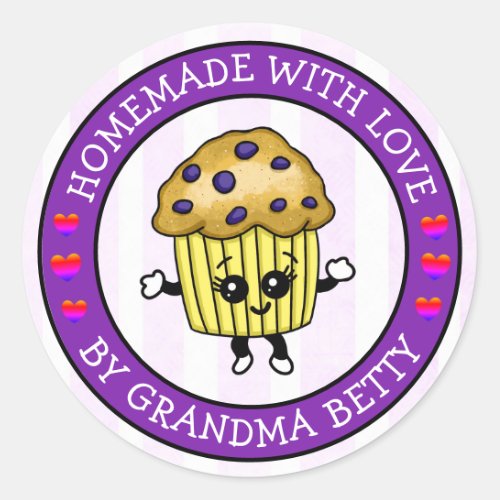 Made with Love Homemade Blueberry Muffins Classic Round Sticker