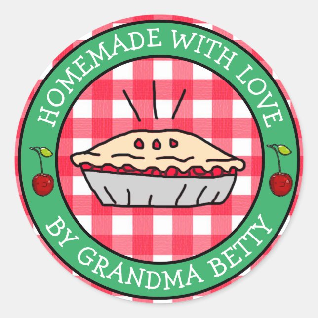 Made with Love, Homemade Cherry Pie Gift Labels (Front)