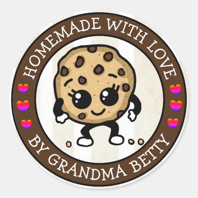 Made with Love, Homemade Chocolate Chip Cookies Classic Round Sticker (Front)