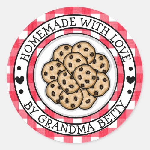 Made with Love Homemade Chocolate Chip Cookies  Classic Round Sticker