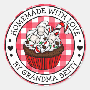 Made with Love, Homemade Christmas Cupcakes Classic Round Sticker