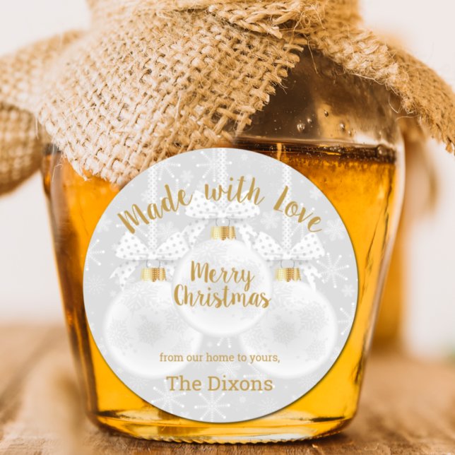 Made with Love Homemade Christmas Ornaments Food Classic Round Sticker (Creator Uploaded)