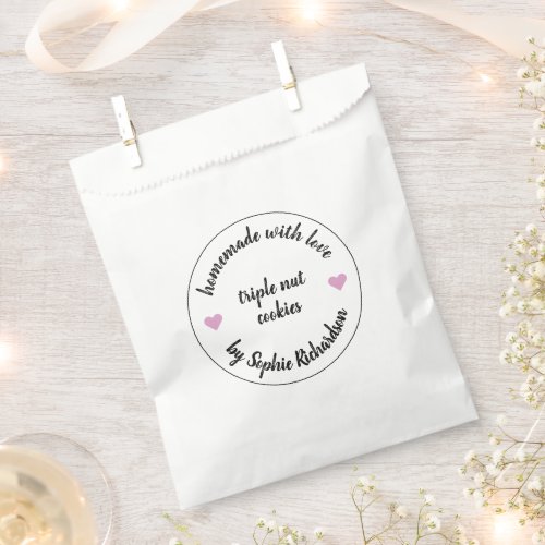 Made with Love  Homemade Handmad Pink Heart Favor Bag