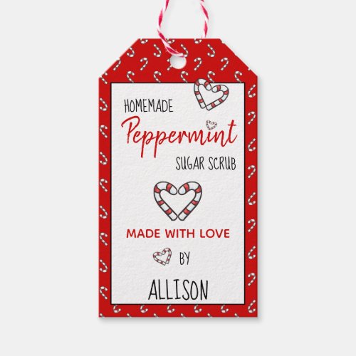 Made With Love Homemade Peppermint Sugar Scrub Gift Tags