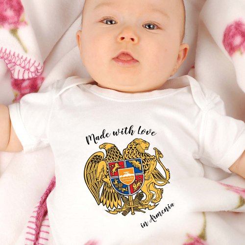 Made with Love in Armenia  Armenian flag Baby Bodysuit
