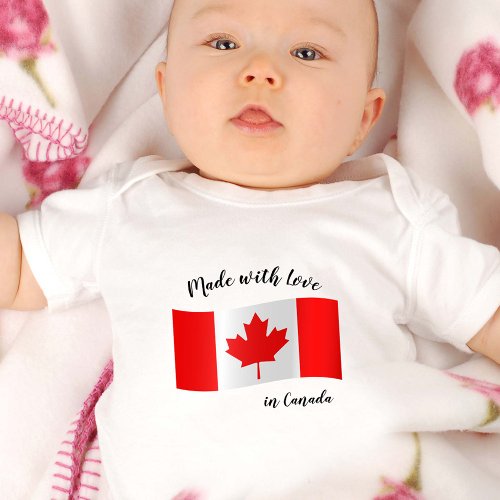 Made with Love in Canada  Canadian flag Baby Bodysuit