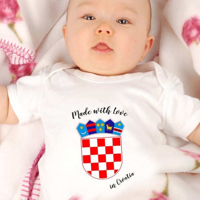 Made with Love in Croatia / Croatian flag Baby Bodysuit (Creator Uploaded)
