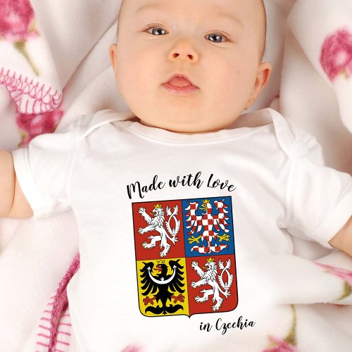 Made with Love in Czech Republic  Czech flag Baby Bodysuit