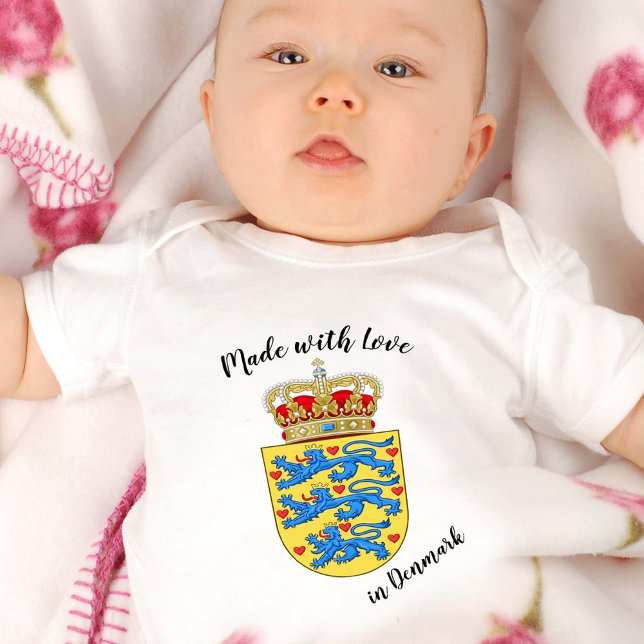 Made with Love in Denmark / Danish flag Baby Bodysuit (Creator Uploaded)