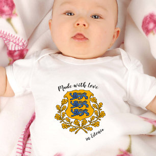 Made with Love in Estonia / Estonian flag Baby Bodysuit