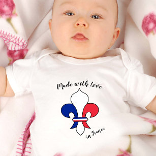 Made with Love in France / French Lilly, flag Baby Bodysuit