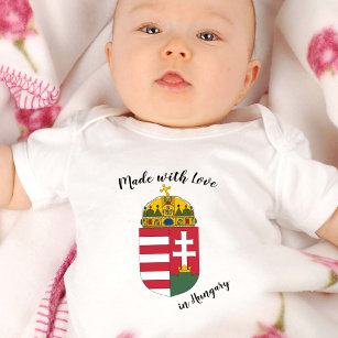 Made with Love in Hungary / Hungarian flag Baby Bodysuit