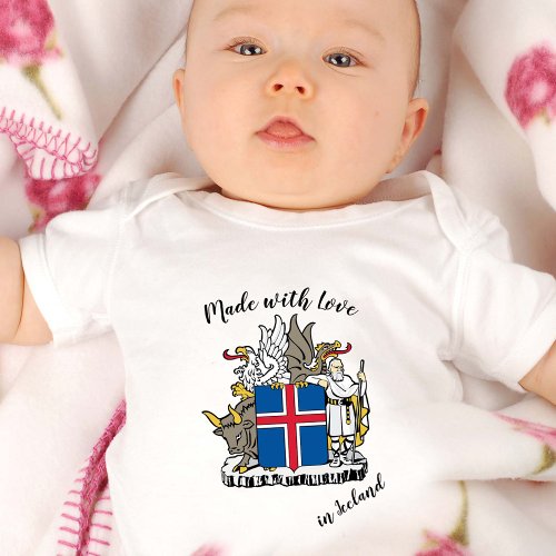 Made with Love in Iceland  Icelandic flag Baby Bodysuit