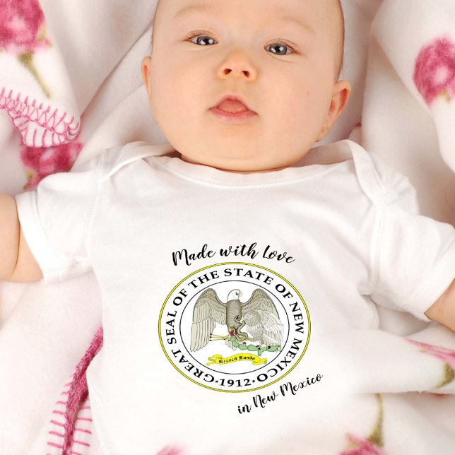 Made with Love in New Mexico / flag, State USA Baby Bodysuit (Creator Uploaded)