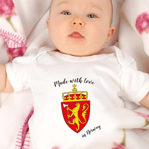 Made with Love in Norway  Norwegian flag Baby Bodysuit