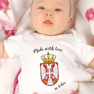 Made with Love in Serbia / Serbian flag Baby Bodysuit