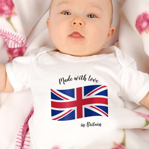 Made with Love in United Kingdom  British flag Baby Bodysuit