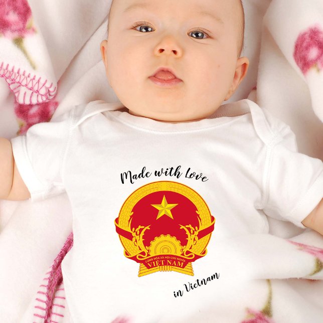 Made with Love in Vietnam / Vietnamese flag Baby Bodysuit (Creator Uploaded)