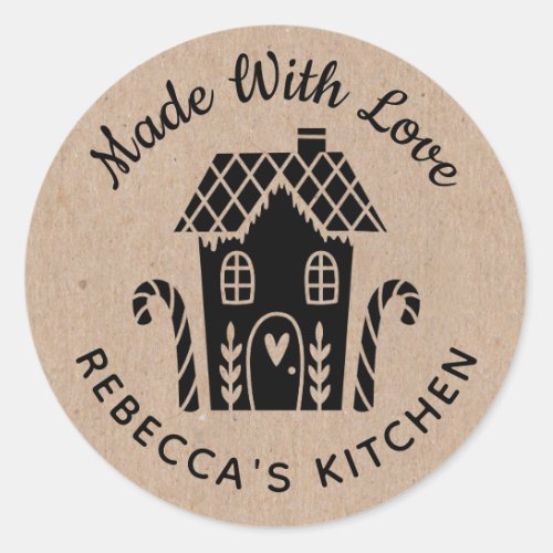 Made With Love Kraft Christmas Baking Classic Round Sticker