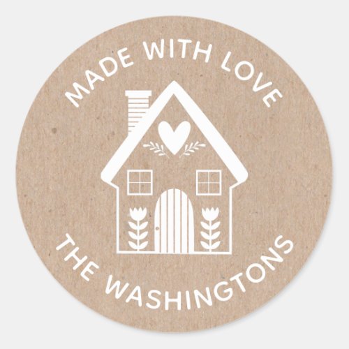 Made with Love Kraft Christmas House Sticker