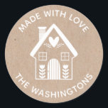Made with Love Kraft Christmas House Sticker<br><div class="desc">A kraft paper and white Scandinavian Christmas house sticker with the words Made with love.  Personalize it with your family name. Fun for your homemade or handmade Christmas neighbor treats and gifts,  or for your craft business. Designed for you by Blackberry Boulevard.</div>