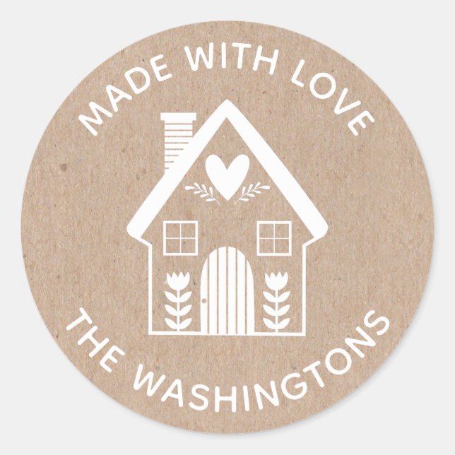 Made with Love Kraft Christmas House Sticker (Front)