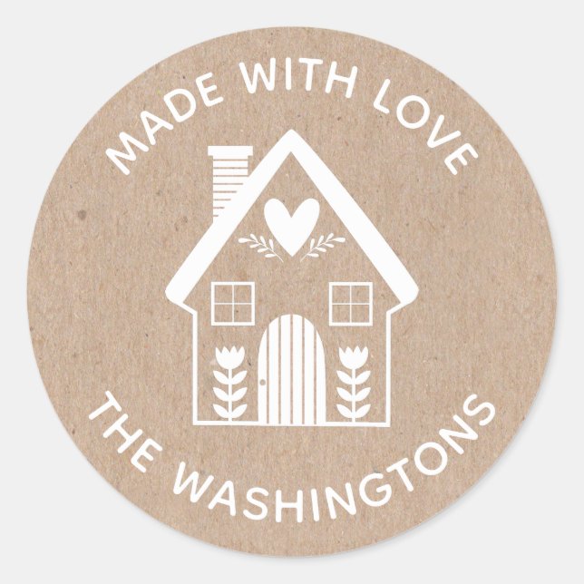 Made with Love Kraft Christmas House Sticker (Front)