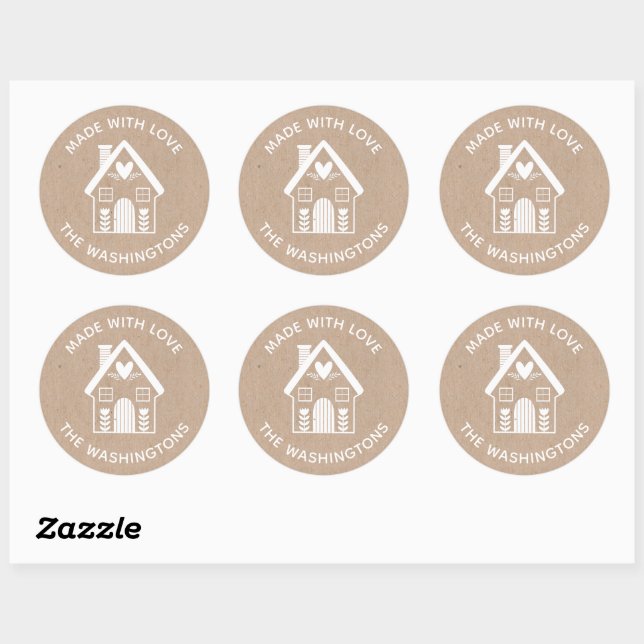 Made with Love Kraft Christmas House Sticker (Sheet)