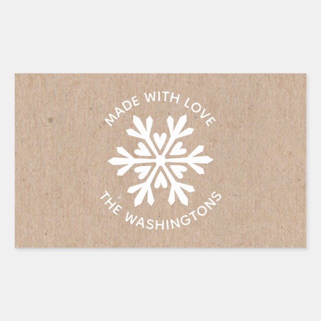Made with Love Kraft Christmas Snowflake Label (Front)