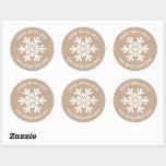 Made with Love Kraft Christmas Snowflake Sticker<br><div class="desc">A kraft paper and white snowflake sticker with the words Made with love.  Personalize it with your family name or business name. Fun for your homemade or handmade Christmas neighbor treats and gifts,  or for your craft business. Designed for you by Blackberry Boulevard.</div>