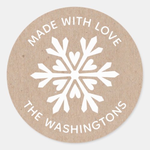 Made with Love Kraft Christmas Snowflake Sticker