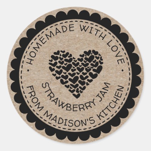 Made With Love Kraft Paper Heart Jam Canning Label