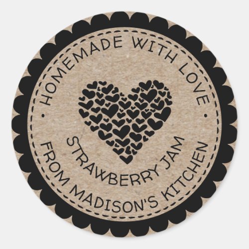 Made With Love Kraft Paper Heart Jam Canning Label