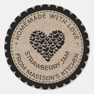 Made With Love Kraft Paper Heart Jam Canning Label