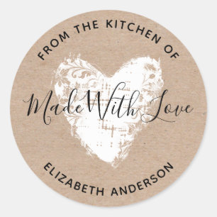 Made With Love Kraft Personalized  Classic Round S Sticker