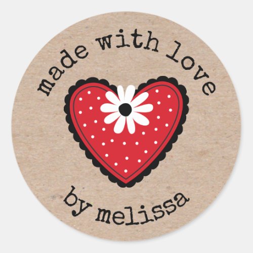 Made With Love Kraft Personalized Classic Round Sticker