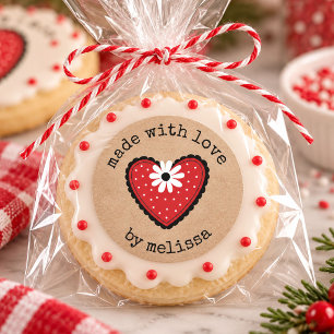 Made With Love Kraft Personalized Classic Round Sticker