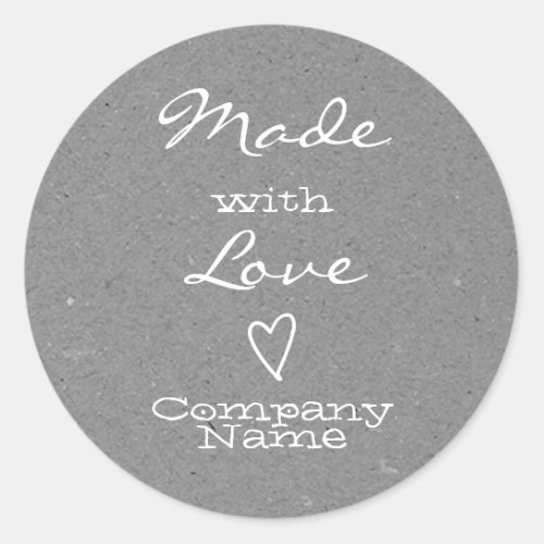 Made with Love Labels Heart Symbol Gray Paper 