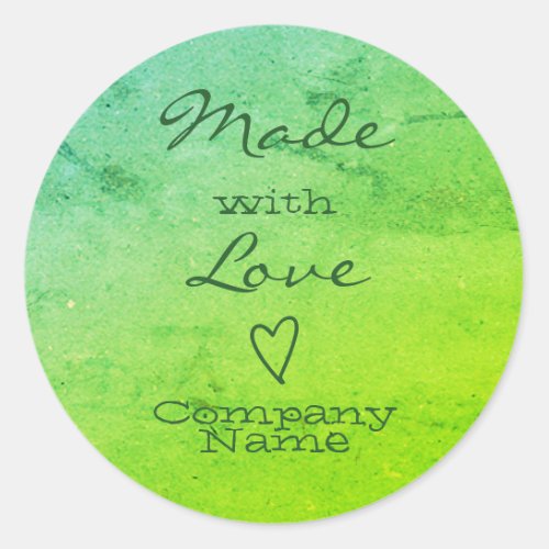 Made with Love Labels Heart Symbol Green Marbled 