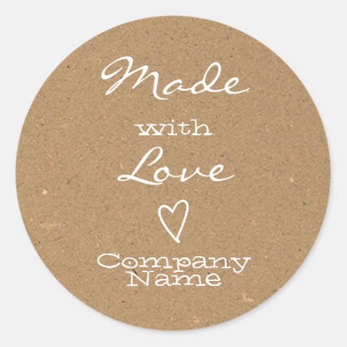 Made with Love Labels Heart Symbol Kraft Paper 