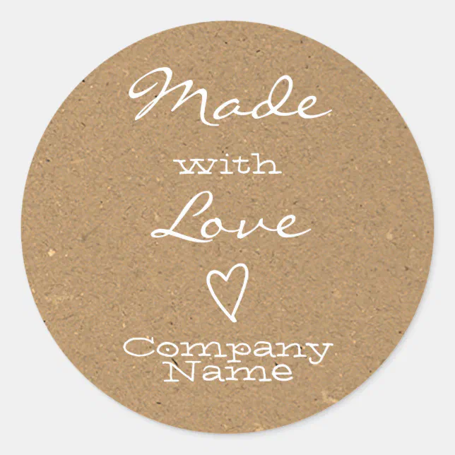 Made with Love Labels Heart Symbol Kraft Paper Zazzle