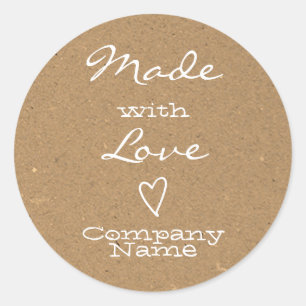 Made with Love Labels Heart Symbol Kraft Paper