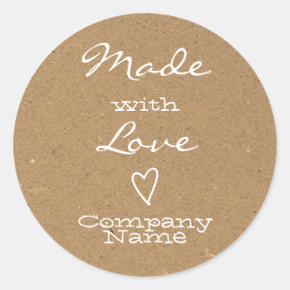 Made with Love Labels Heart Symbol Kraft Paper