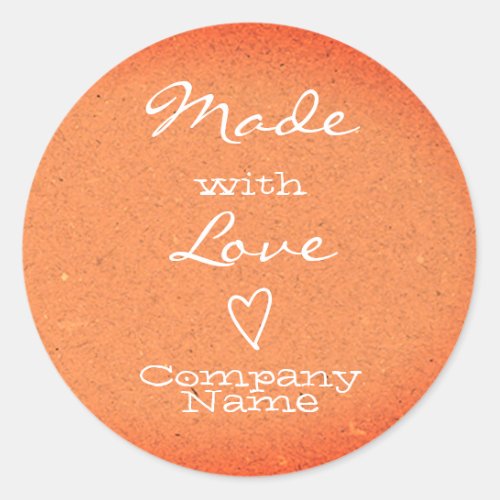 Made with Love Labels Heart Symbol Peach Orange