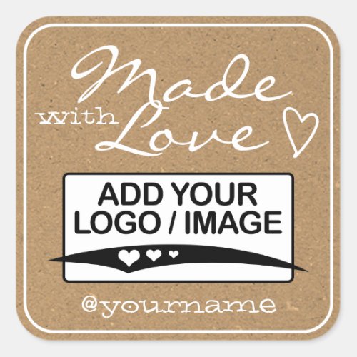 Made with Love Labels Logo Template Kraft Paper