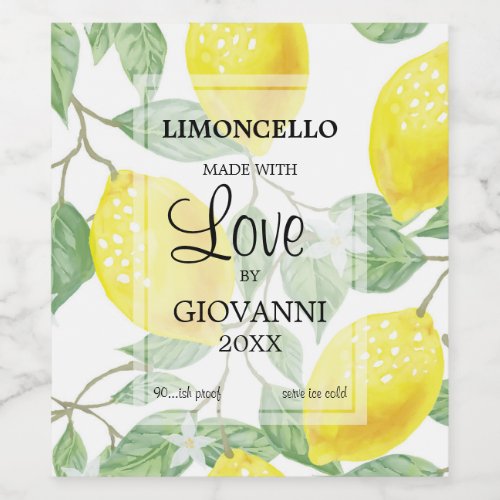 Made with Love Limoncello Small Bottle Label