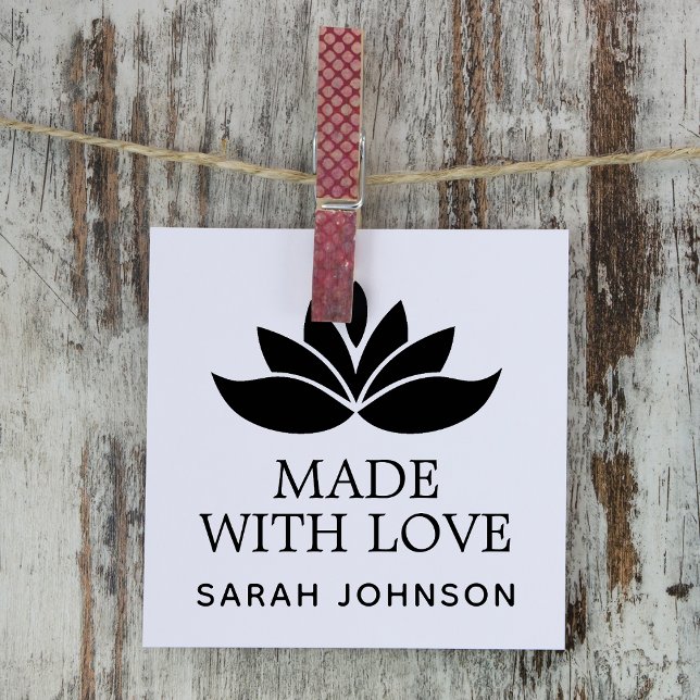 Made With Love Lotus Flower Personalized Rubber Stamp (Made With Love Lotus Flower Personalized Rubber Stamp)